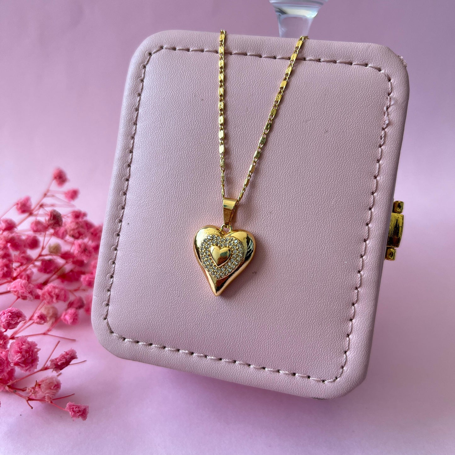 Collar corazón doble