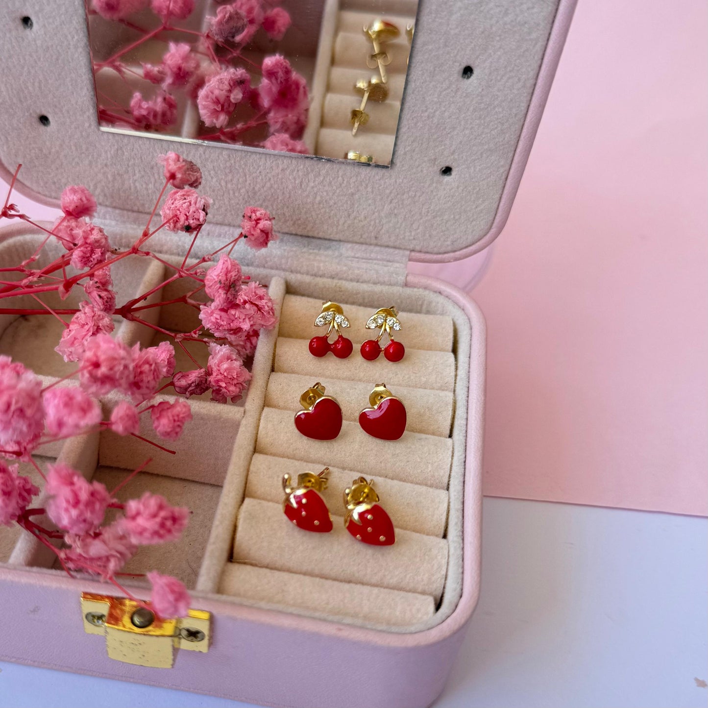 Aretes Paquete de 3 fresa/cereza