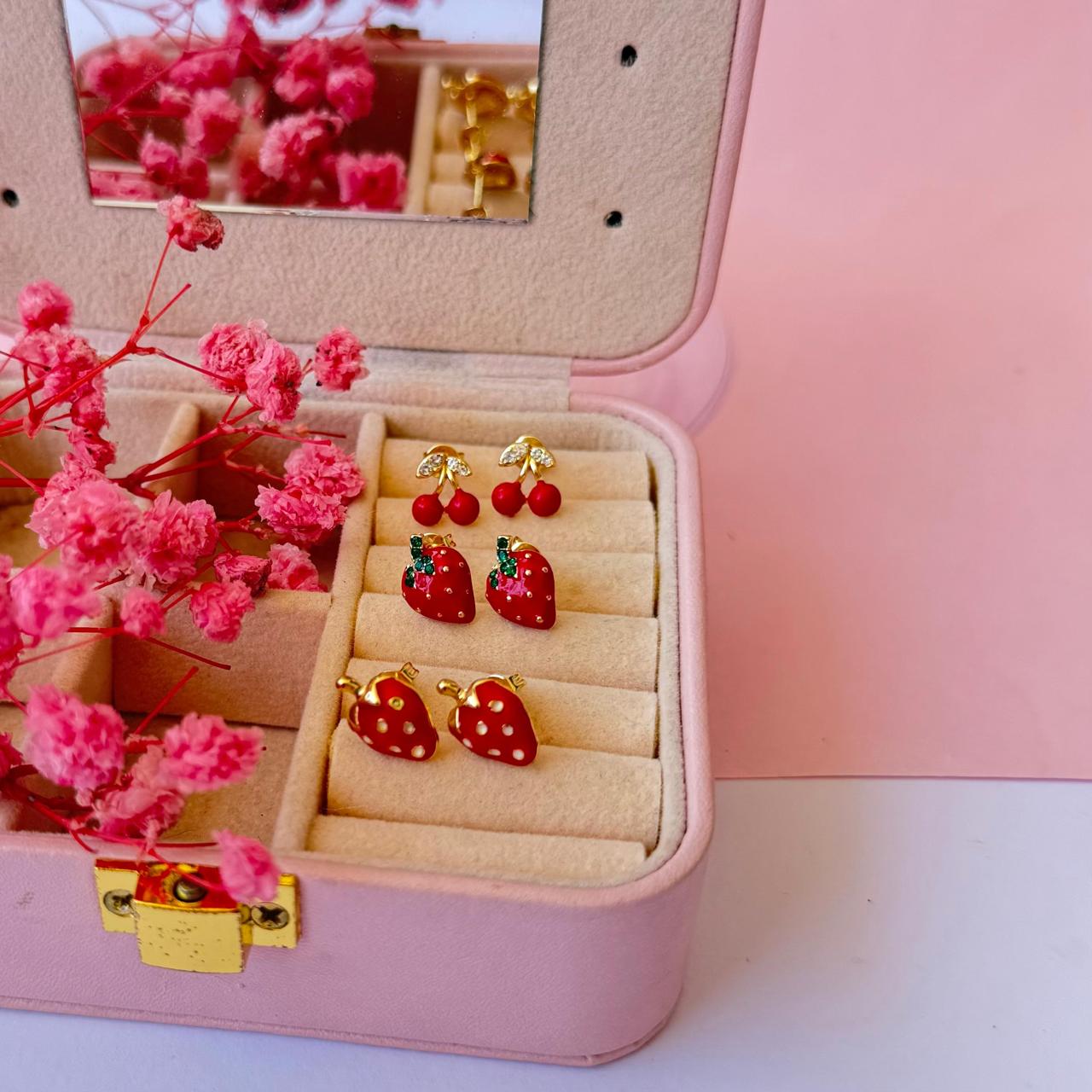 Aretes Cereza/Fresa 3 Pares