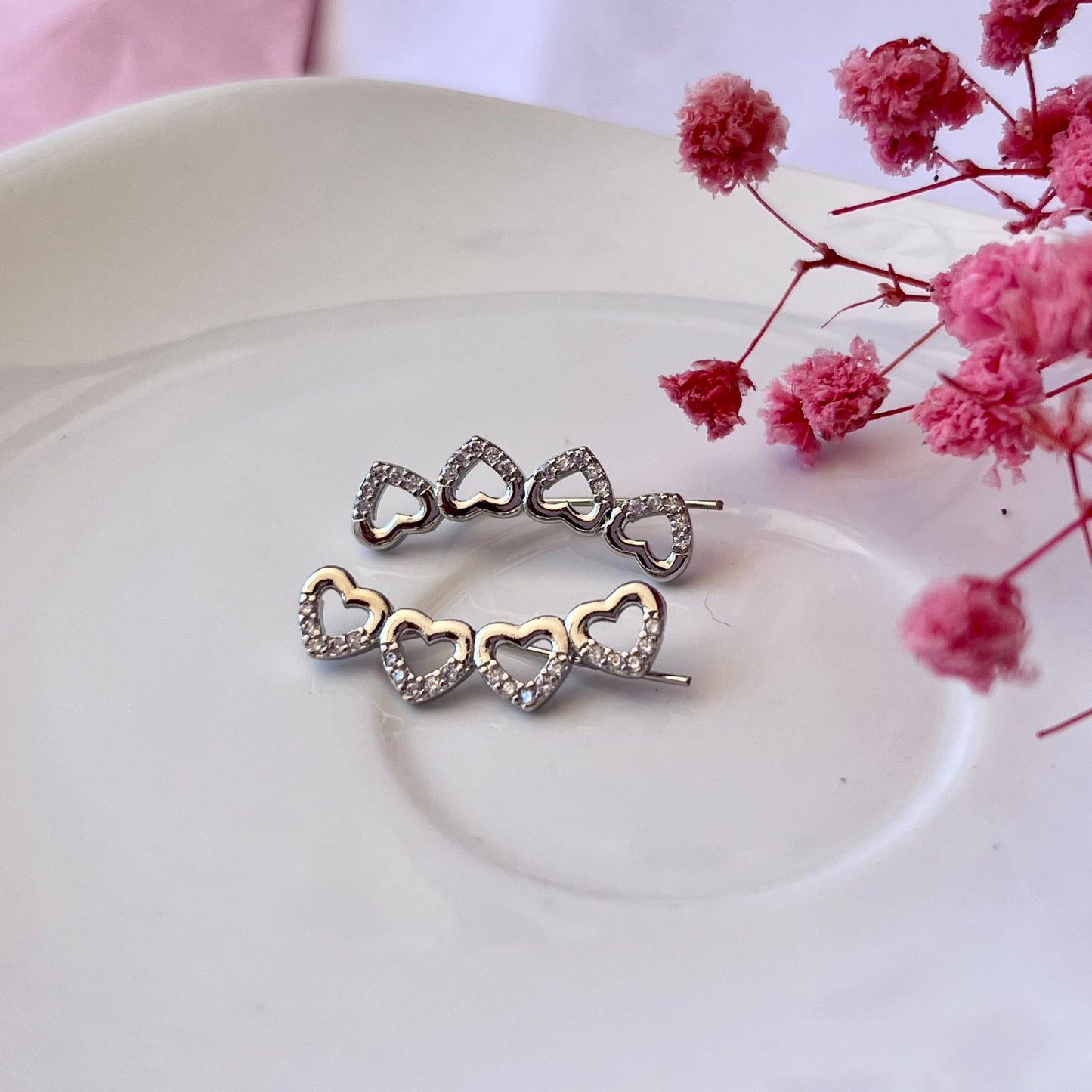 Aretes Estilo Trepador Corazones