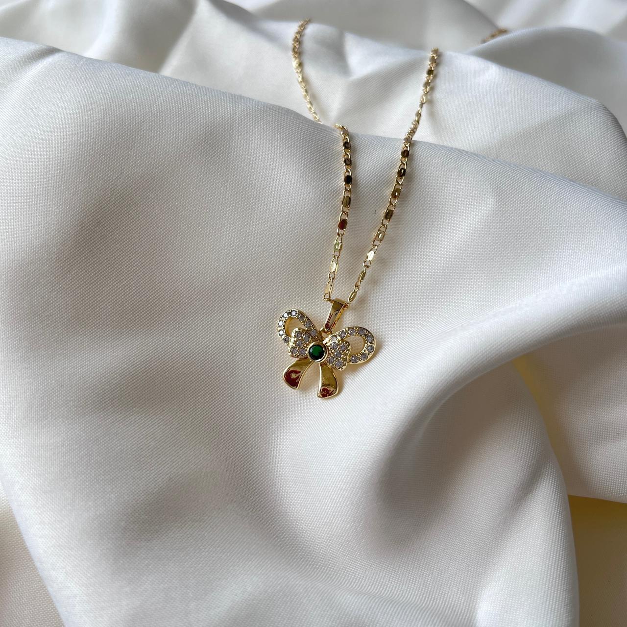 Collar Moño Piedra Verde