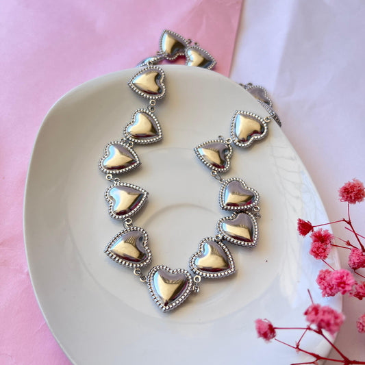 Collar Chunky Corazones Plata