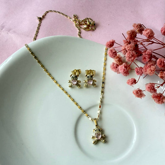 Conjunto Osito Corazón Rosa