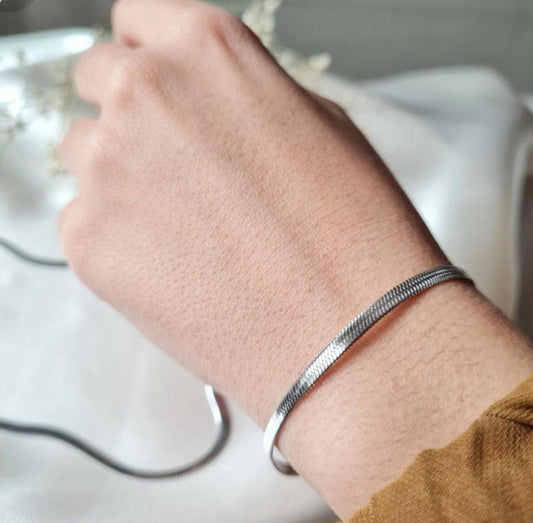 Pulsera Panza De Víbora Plata