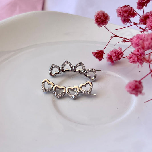 Aretes Estilo Trepador Corazones