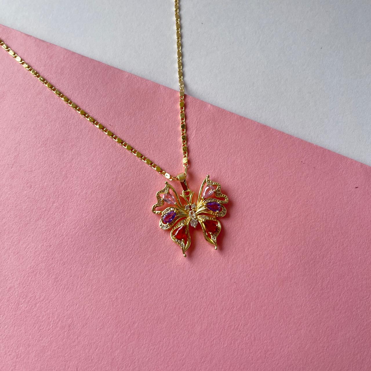 Collar Mariposa Pedrería Colores