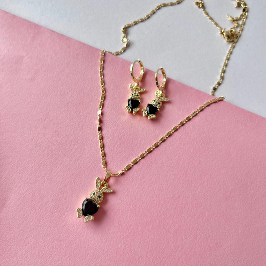 Conjunto Conejito Corazón Negro