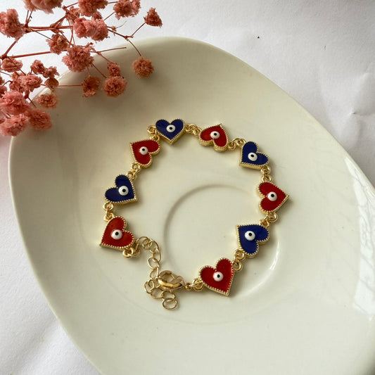 Pulseras Corazones Rojo/Azul