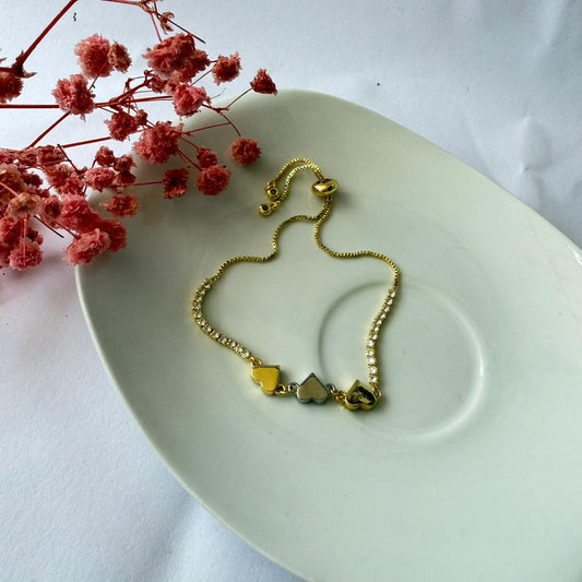 Pulsera Corazones Dorado/Plata