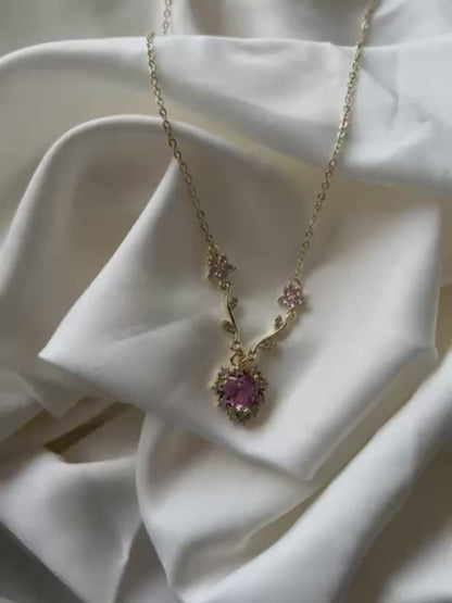 Collar Corazón Pedrería Rosa